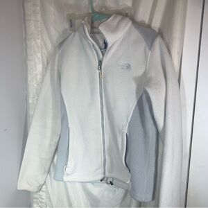 White and Gray North Face Fleece